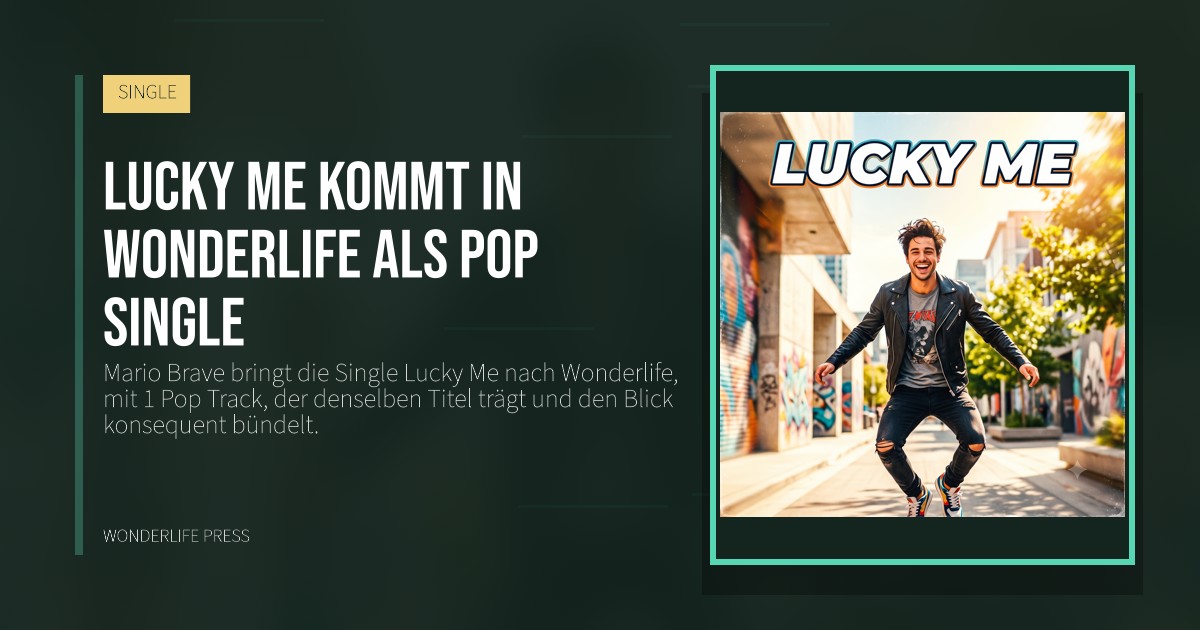 Wonderlife Press: Lucky Me kommt in Wonderlife als Pop Single. Veröffentlichungscover. SINGLE.