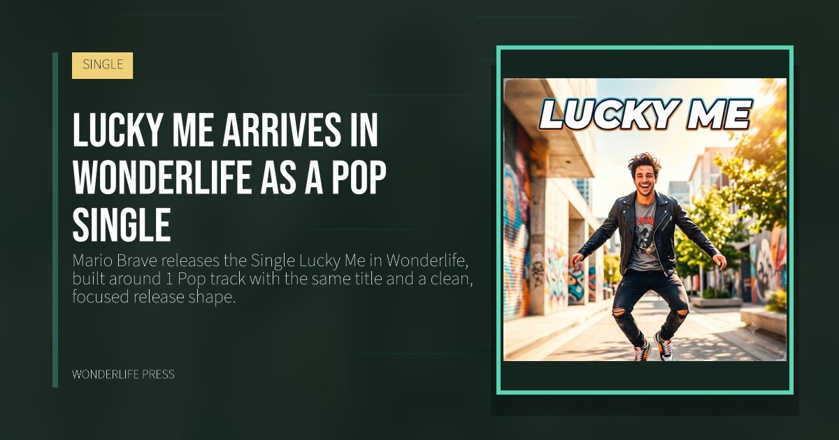 Wonderlife Press: Lucky Me arrives in Wonderlife as a Pop Single. release artwork. SINGLE.