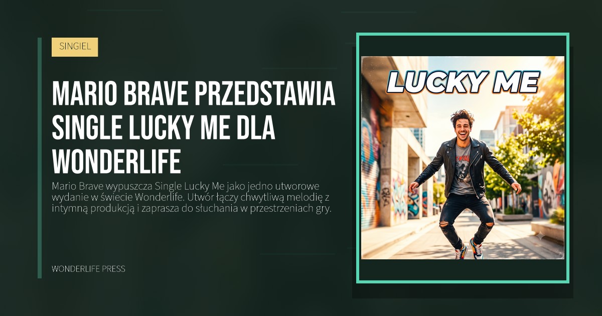 Wonderlife Press: Mario Brave przedstawia Single Lucky Me dla Wonderlife. okładka wydawnictwa. SINGIEL.