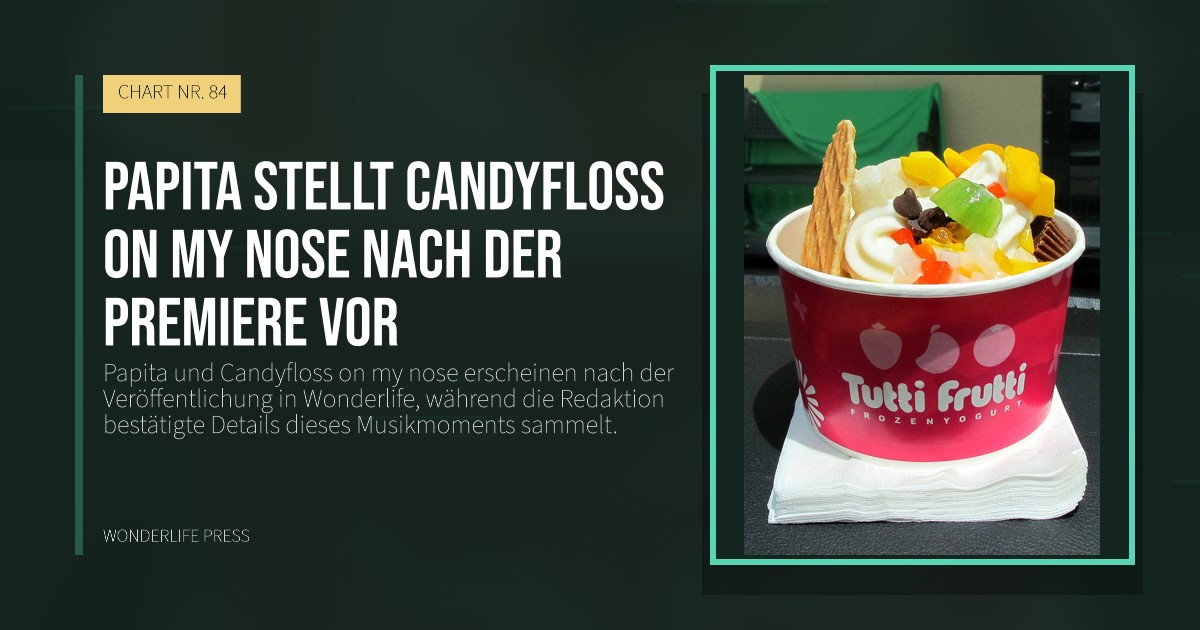 Wonderlife Press: Papita stellt Candyfloss on my nose nach der Premiere vor. Veröffentlichungscover. CHART NR. 84.