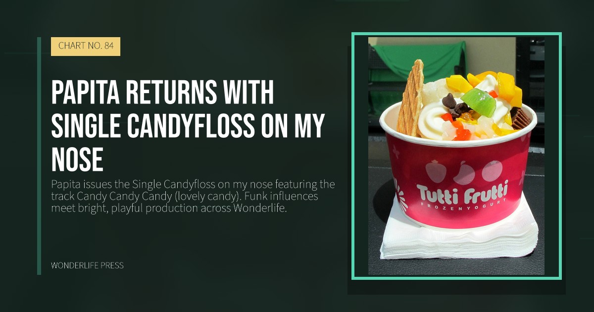 Wonderlife Press: Papita returns with single Candyfloss on my nose. release artwork. CHART NO. 84.