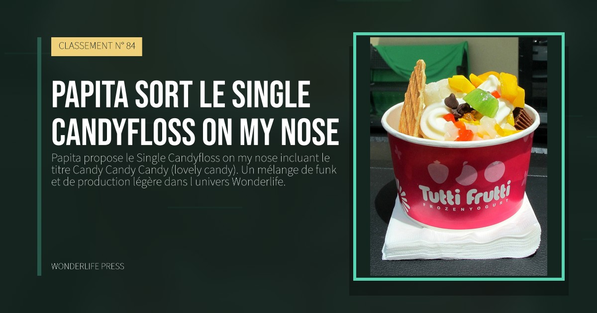 Wonderlife Press: Papita sort le single Candyfloss on my nose. pochette de la sortie. CLASSEMENT N° 84.