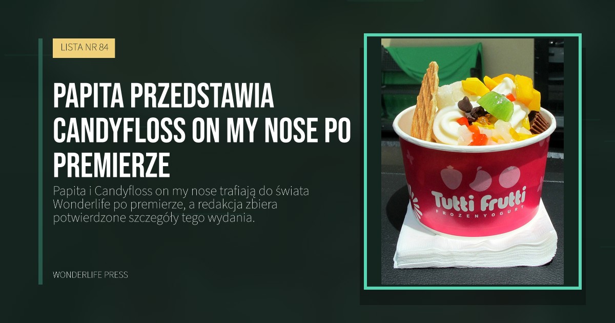 Wonderlife Press: Papita przedstawia Candyfloss on my nose po premierze. okładka wydawnictwa. LISTA NR 84.