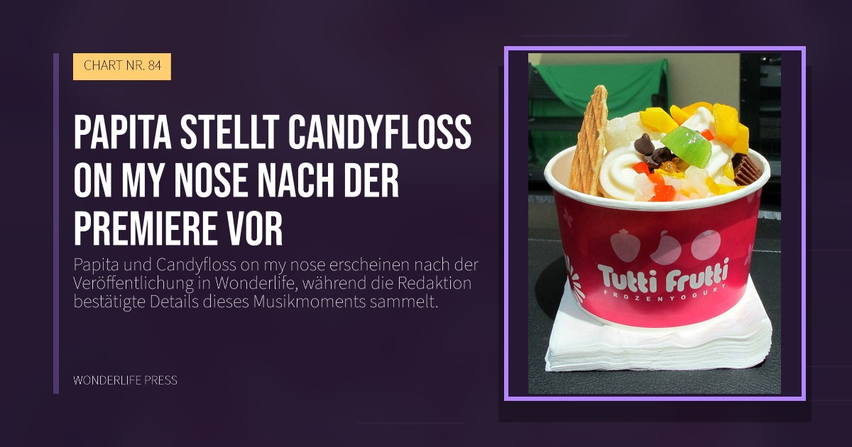 Wonderlife Press: Papita stellt Candyfloss on my nose nach der Premiere vor. Veröffentlichungscover. CHART NR. 84.