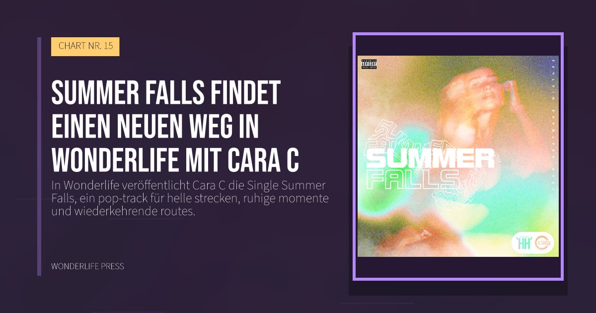 Wonderlife Press: Summer Falls findet einen neuen weg in Wonderlife mit Cara C. Veröffentlichungscover. CHART NR. 15.