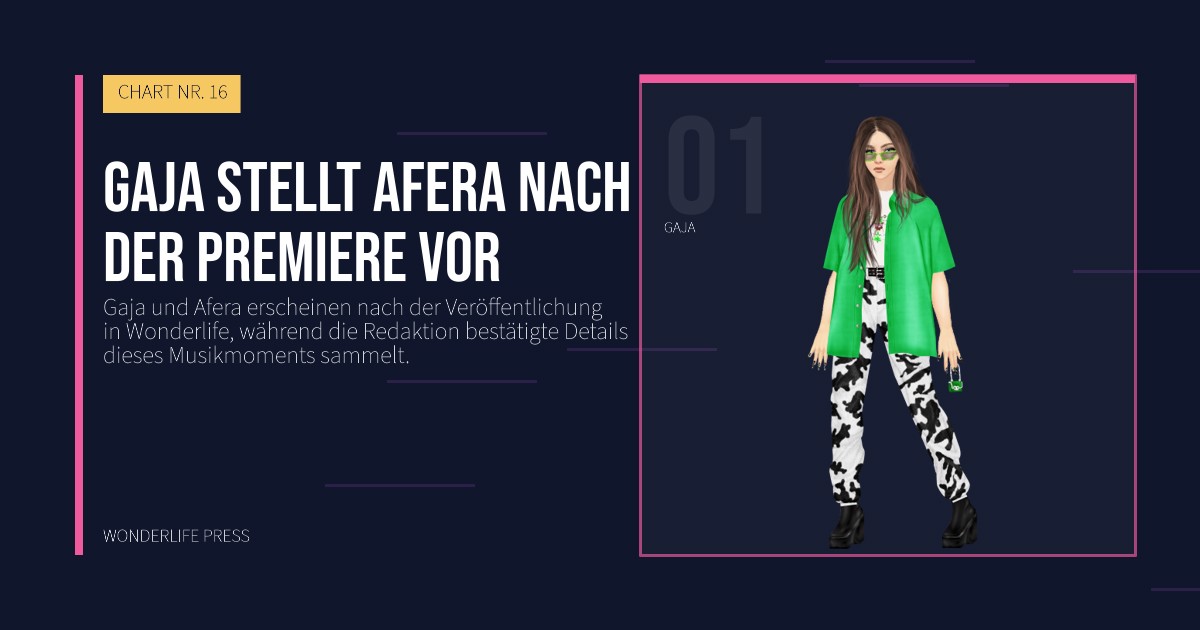 Wonderlife Press: Gaja stellt Afera nach der Premiere vor. Künstlerporträt. CHART NR. 16.