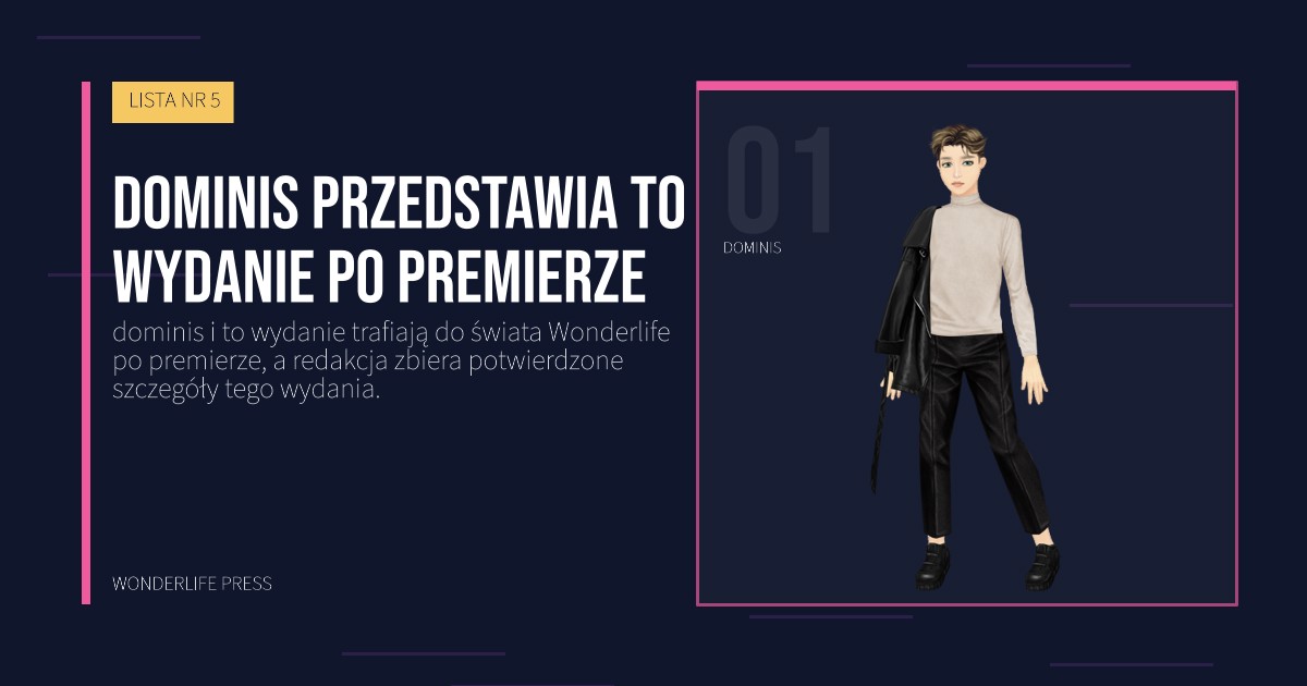 Wonderlife Press: dominis przedstawia to wydanie po premierze. portret artystów. LISTA NR 5.