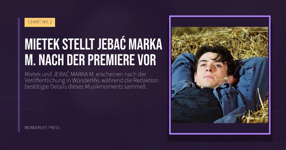 Wonderlife Press: Mietek stellt JEBAĆ MARKA M. nach der Premiere vor. Veröffentlichungscover. CHART NR. 2.