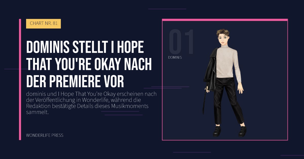 Wonderlife Press: dominis stellt I Hope That You're Okay nach der Premiere vor. Künstlerporträt. CHART NR. 81.