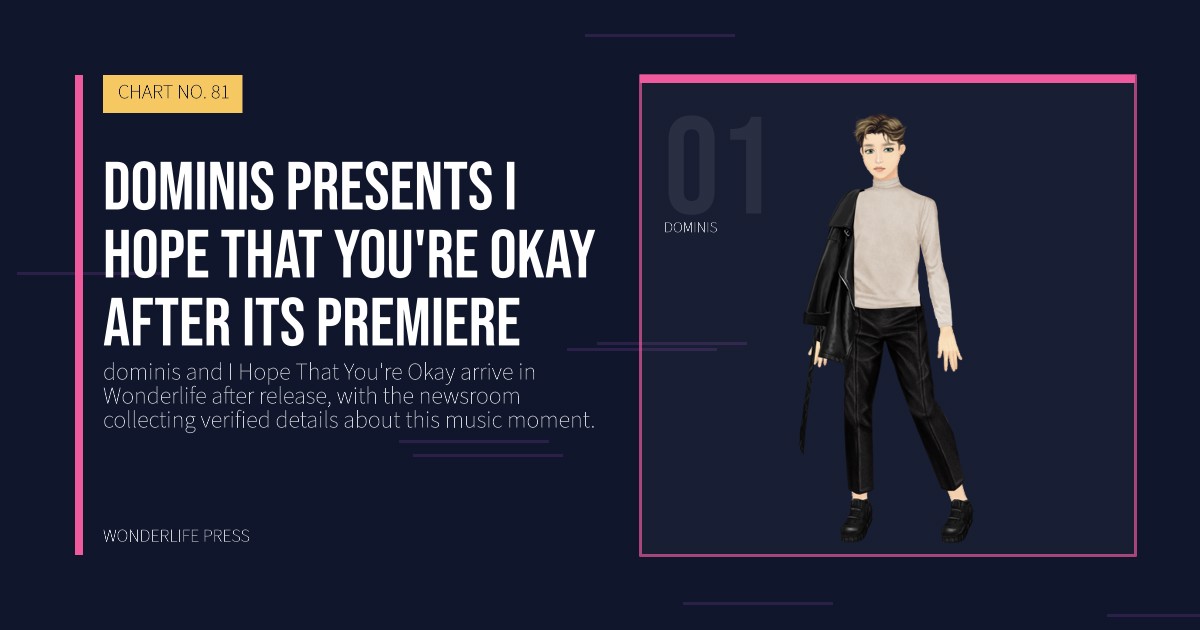 Wonderlife Press: dominis presents I Hope That You're Okay after its premiere. artist portrait. CHART NO. 81.