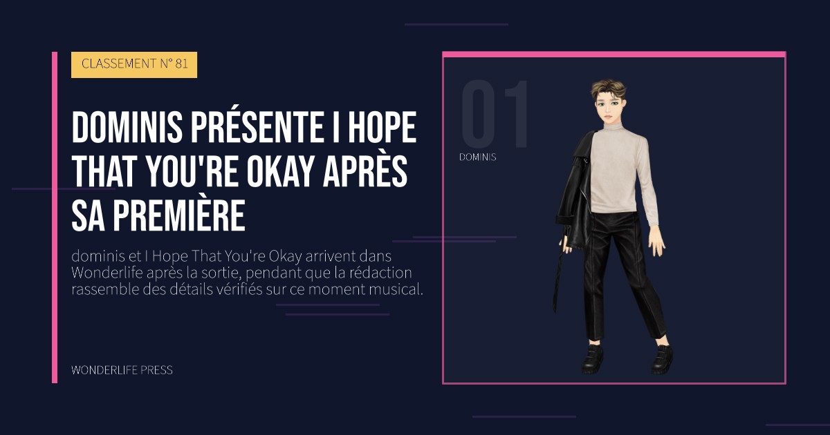 Wonderlife Press: dominis présente I Hope That You're Okay après sa première. portrait des artistes. CLASSEMENT N° 81.
