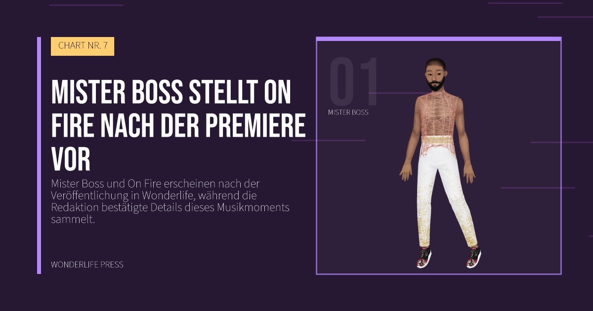 Wonderlife Press: Mister Boss stellt On Fire nach der Premiere vor. Künstlerporträt. CHART NR. 7.