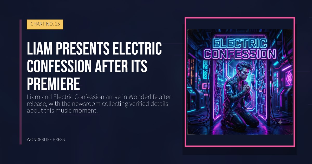 Wonderlife Press: Liam presents Electric Confession after its premiere. release artwork. CHART NO. 15.