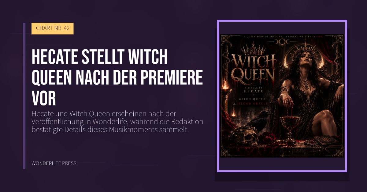 Wonderlife Press: Hecate stellt Witch Queen nach der Premiere vor. Veröffentlichungscover. CHART NR. 42.