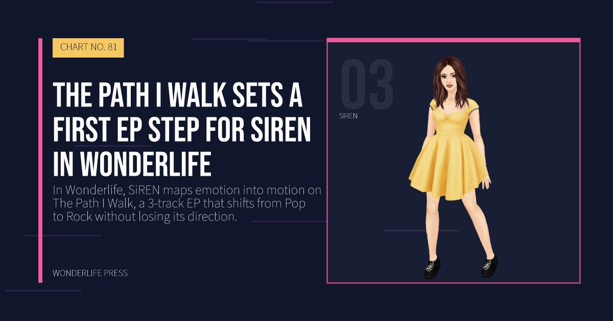 Wonderlife Press: The Path I Walk sets a first EP step for SiREN in Wonderlife. artist portrait. CHART NO. 81.