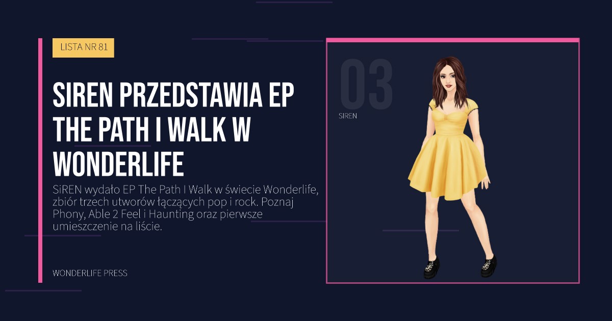 Wonderlife Press: SiREN przedstawia EP The Path I Walk w Wonderlife. portret artystów. LISTA NR 81.