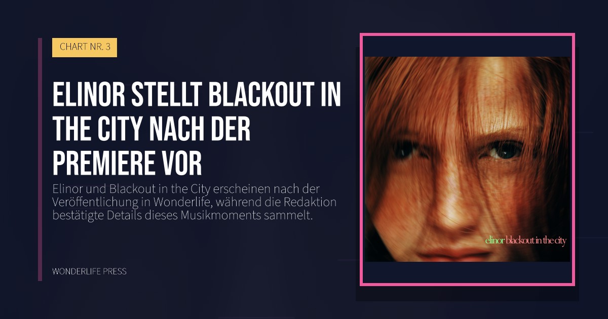 Wonderlife Press: Elinor stellt Blackout in the City nach der Premiere vor. Veröffentlichungscover. CHART NR. 3.