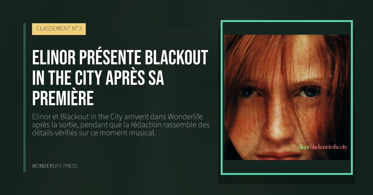 Wonderlife Press: Elinor présente Blackout in the City après sa première. pochette de la sortie. CLASSEMENT N° 3.