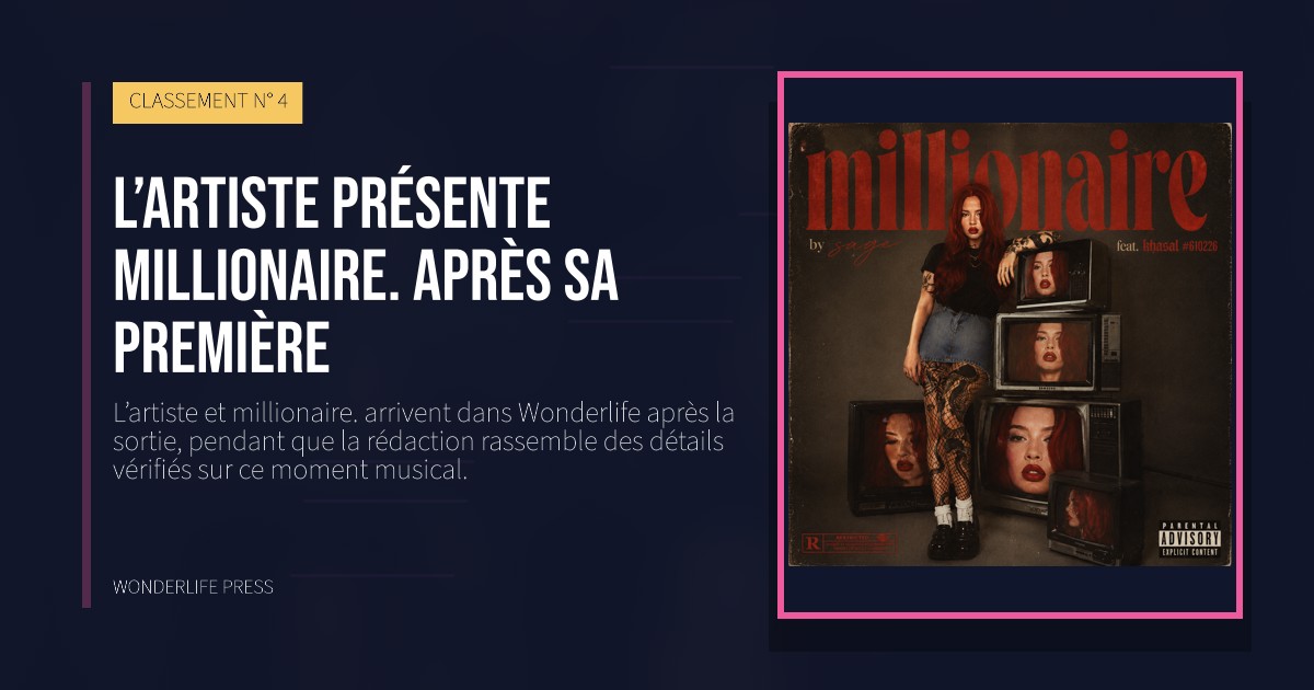 Wonderlife Press: L’artiste présente millionaire. après sa première. pochette de la sortie. CLASSEMENT N° 4.