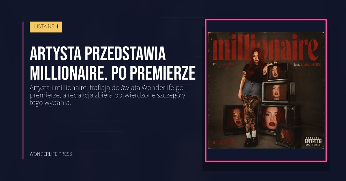 Wonderlife Press: Artysta przedstawia millionaire. po premierze. okładka wydawnictwa. LISTA NR 4.