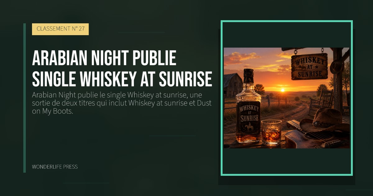 Wonderlife Press: Arabian Night publie single Whiskey at sunrise. pochette de la sortie. CLASSEMENT N° 27.