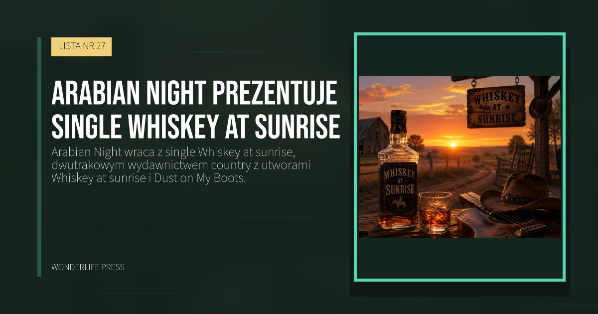 Wonderlife Press: Arabian Night prezentuje single Whiskey at sunrise. okładka wydawnictwa. LISTA NR 27.