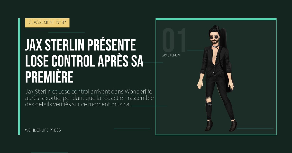 Wonderlife Press: Jax Sterlin présente Lose control après sa première. portrait des artistes. CLASSEMENT N° 87.