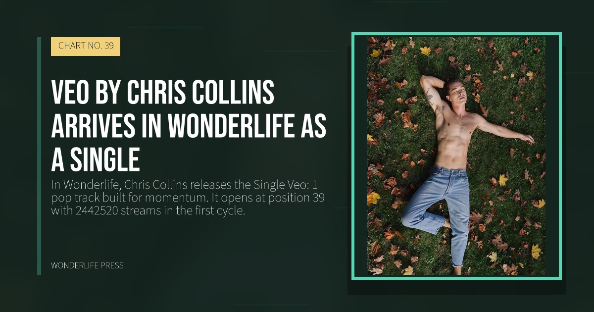 Wonderlife Press: Veo by Chris Collins arrives in Wonderlife as a Single. release artwork. CHART NO. 39.