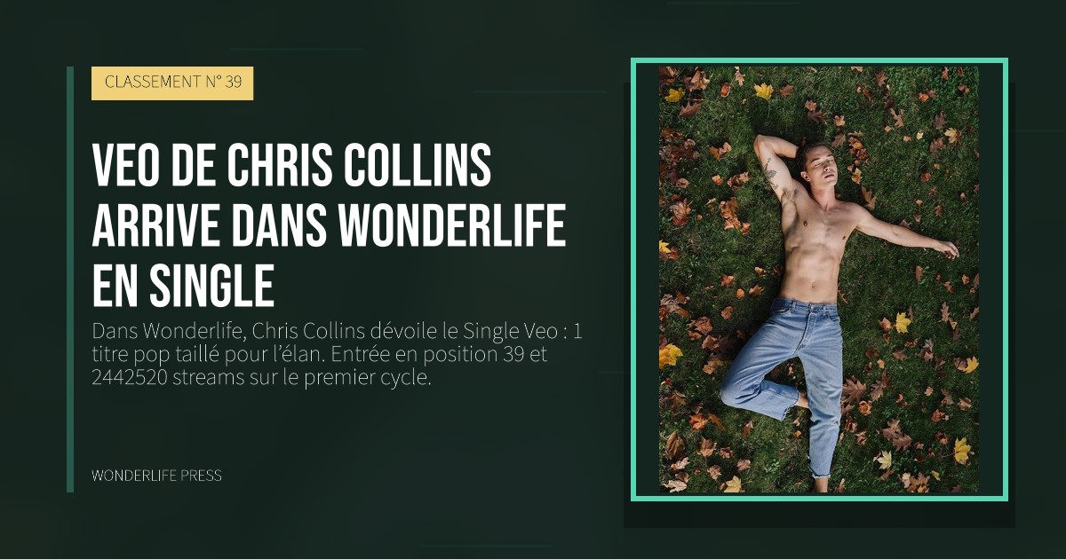 Wonderlife Press: Veo de Chris Collins arrive dans Wonderlife en Single. pochette de la sortie. CLASSEMENT N° 39.
