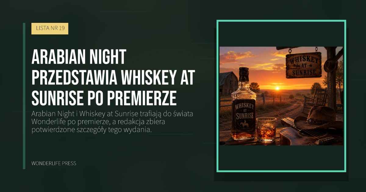 Wonderlife Press: Arabian Night przedstawia Whiskey at Sunrise po premierze. okładka wydawnictwa. LISTA NR 19.