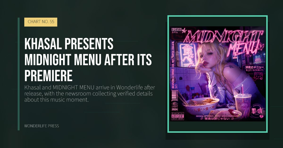 Wonderlife Press: Khasal presents MIDNIGHT MENU after its premiere. release artwork. CHART NO. 55.