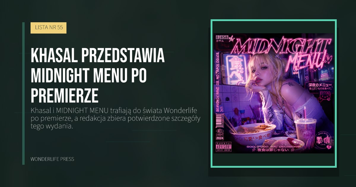 Wonderlife Press: Khasal przedstawia MIDNIGHT MENU po premierze. okładka wydawnictwa. LISTA NR 55.