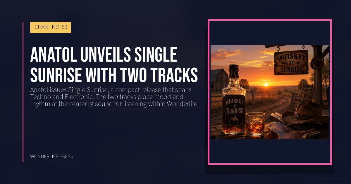 Wonderlife Press: Anatol unveils single Sunrise with two tracks. release artwork. CHART NO. 83.