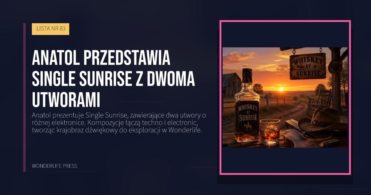 Wonderlife Press: Anatol przedstawia single Sunrise z dwoma utworami. okładka wydawnictwa. LISTA NR 83.