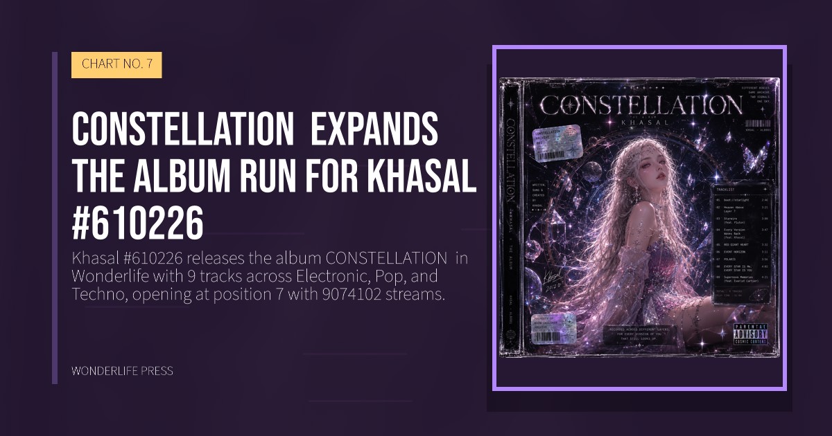 Wonderlife Press: CONSTELLATION  expands the album run for Khasal #610226. release artwork. CHART NO. 7.