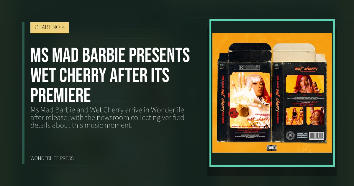 Wonderlife Press: Ms Mad Barbie presents Wet Cherry after its premiere. release artwork. CHART NO. 4.