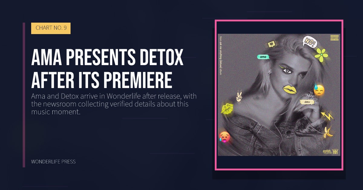 Wonderlife Press: Ama presents Detox after its premiere. release artwork. CHART NO. 9.