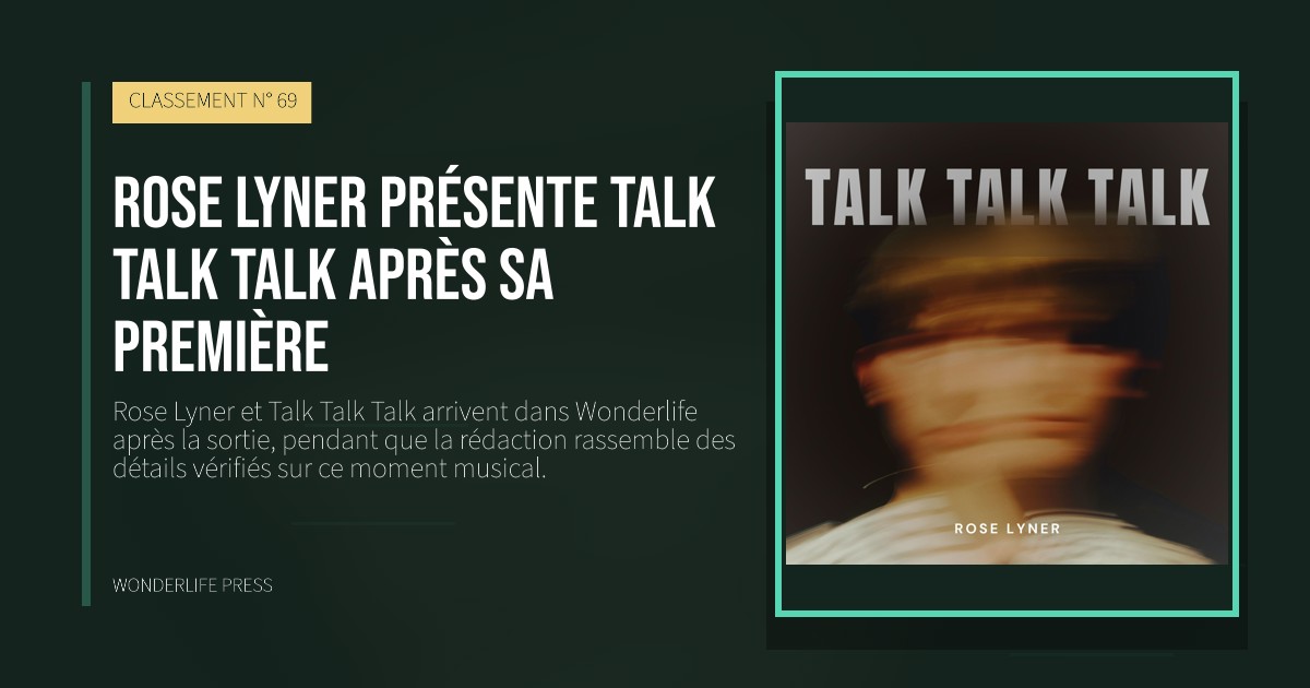 Wonderlife Press: Rose Lyner présente Talk Talk Talk après sa première. pochette de la sortie. CLASSEMENT N° 69.