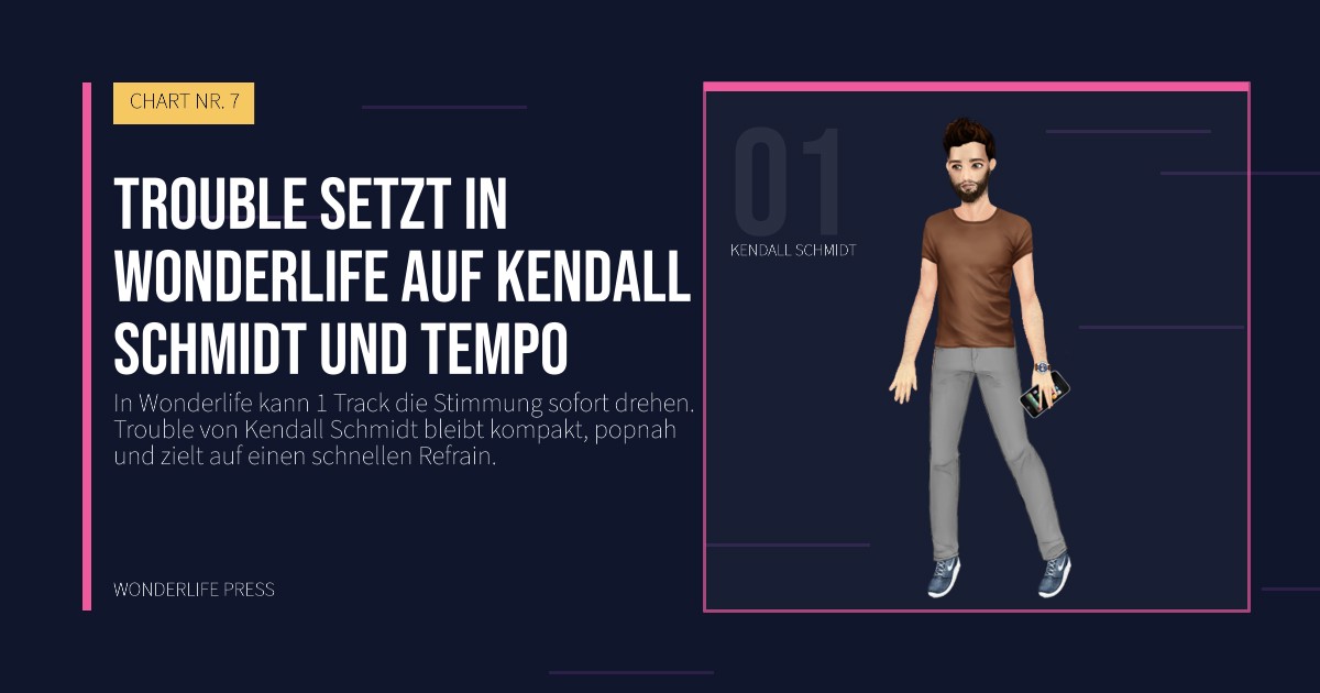 Wonderlife Press: Trouble setzt in Wonderlife auf Kendall Schmidt und tempo. Künstlerporträt. CHART NR. 7.