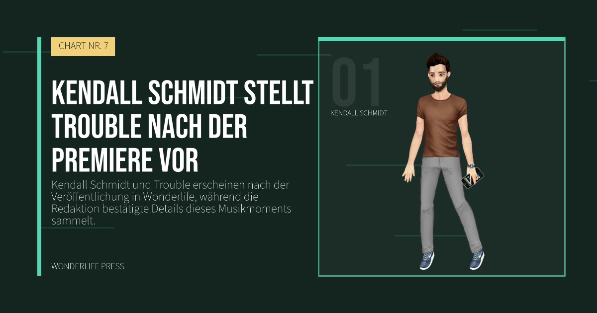 Wonderlife Press: Kendall Schmidt stellt Trouble nach der Premiere vor. Künstlerporträt. CHART NR. 7.