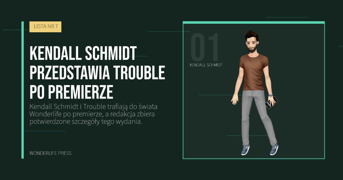 Wonderlife Press: Kendall Schmidt przedstawia Trouble po premierze. portret artystów. LISTA NR 7.