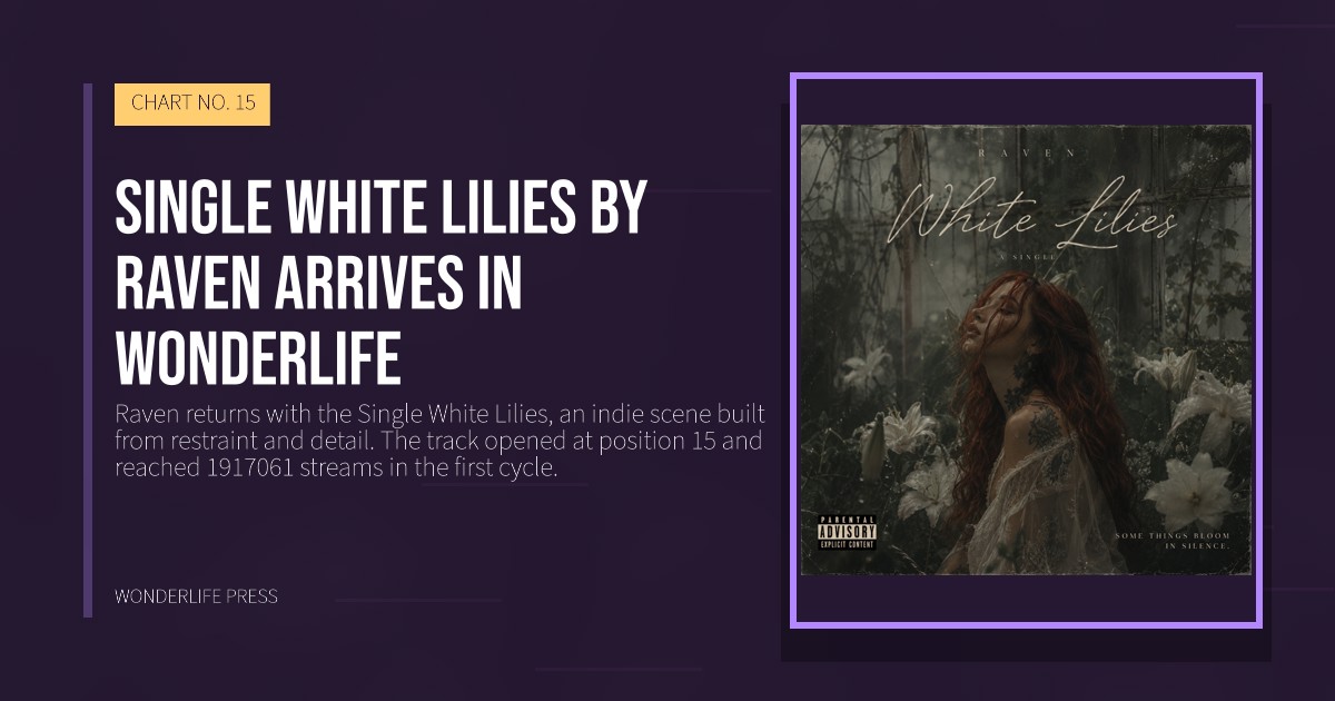 Wonderlife Press: Single White Lilies by Raven arrives in Wonderlife. release artwork. CHART NO. 15.