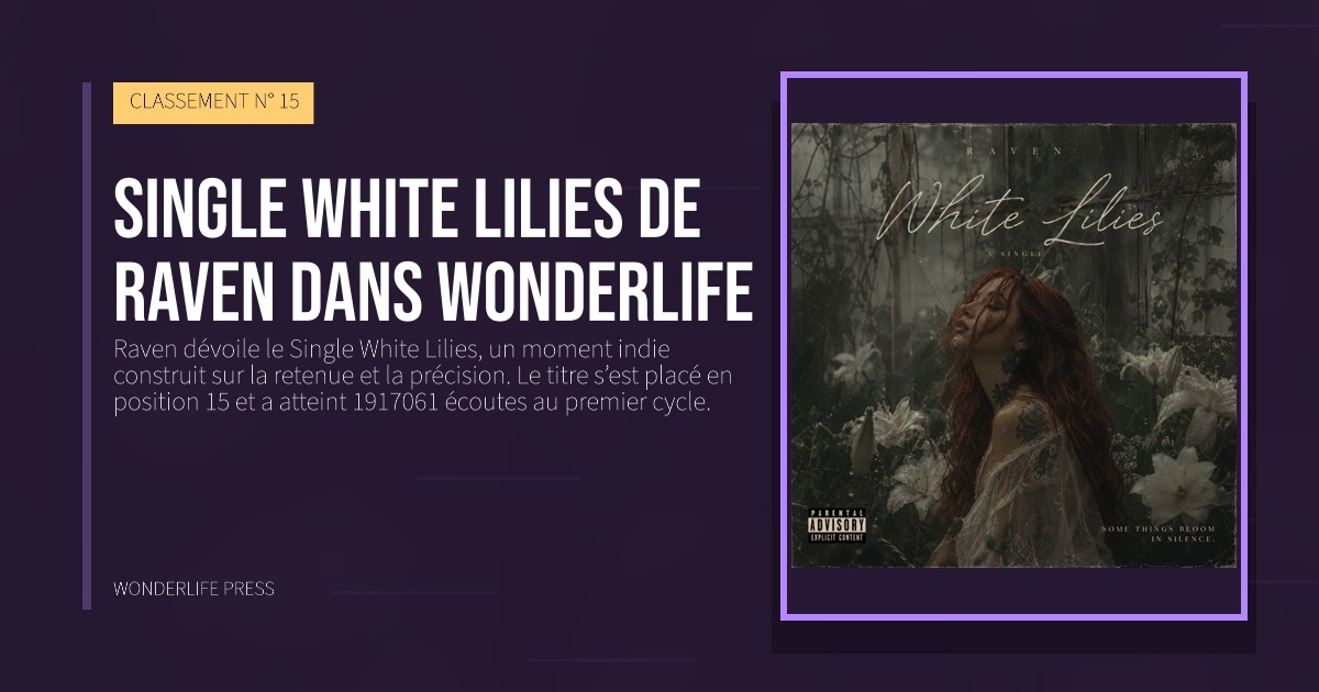 Wonderlife Press: Single White Lilies de Raven dans Wonderlife. pochette de la sortie. CLASSEMENT N° 15.