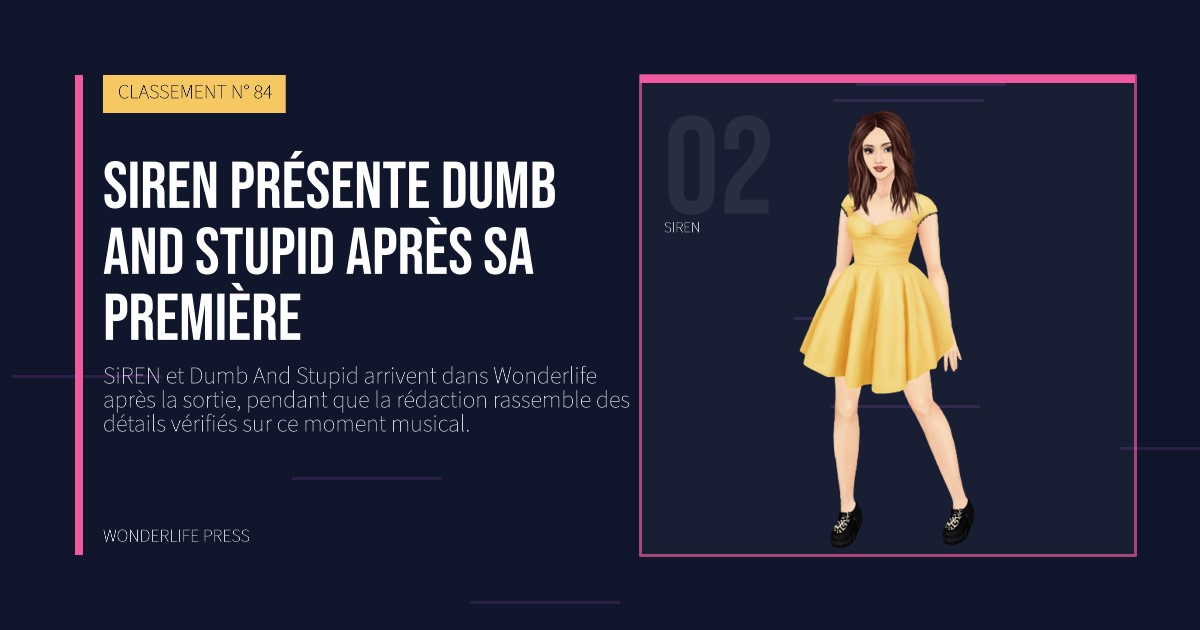 Wonderlife Press: SiREN présente Dumb And Stupid après sa première. portrait des artistes. CLASSEMENT N° 84.