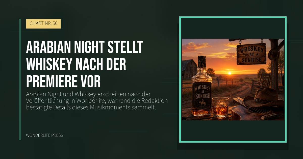 Wonderlife Press: Arabian Night stellt Whiskey nach der Premiere vor. Veröffentlichungscover. CHART NR. 50.