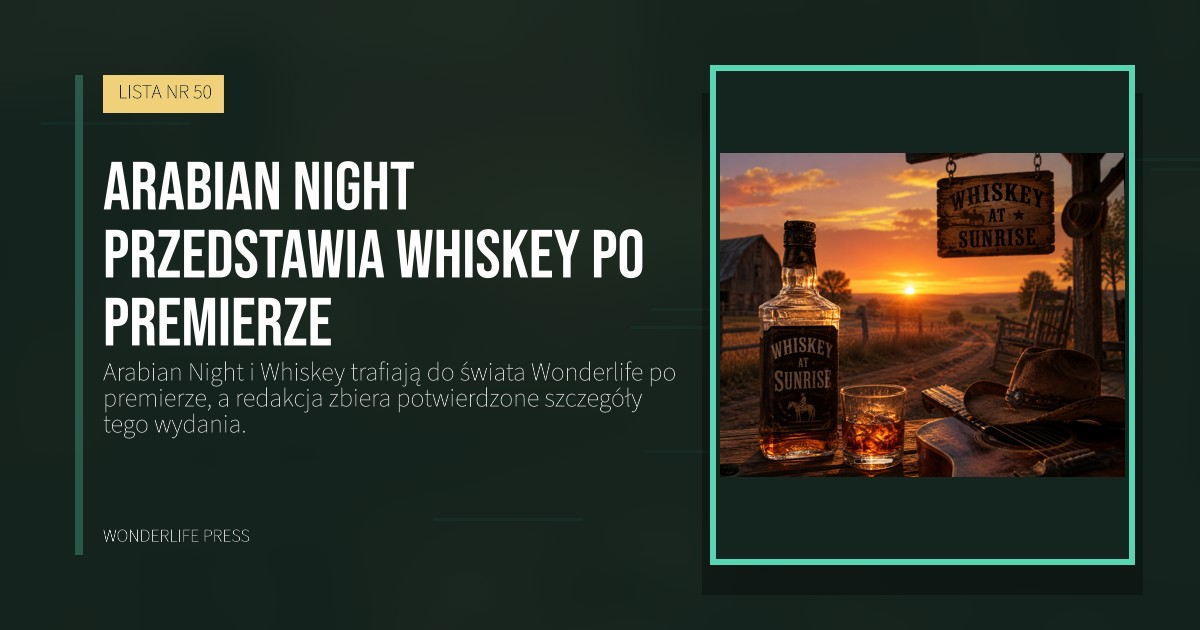 Wonderlife Press: Arabian Night przedstawia Whiskey po premierze. okładka wydawnictwa. LISTA NR 50.