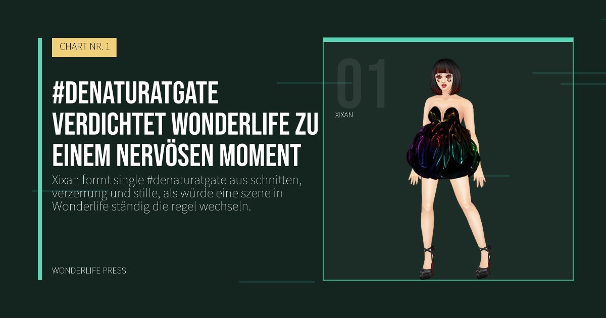 Wonderlife Press: #denaturatgate verdichtet Wonderlife zu einem nervösen moment. Künstlerporträt. CHART NR. 1.