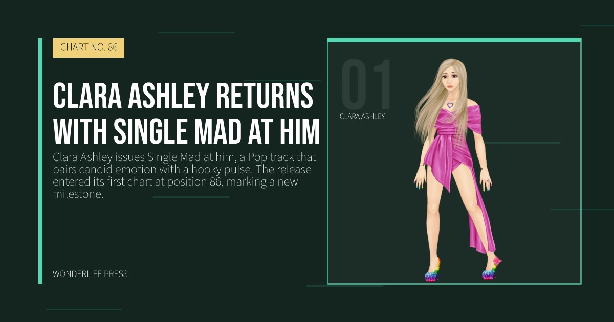 Wonderlife Press: Clara Ashley returns with Single Mad at him. artist portrait. CHART NO. 86.