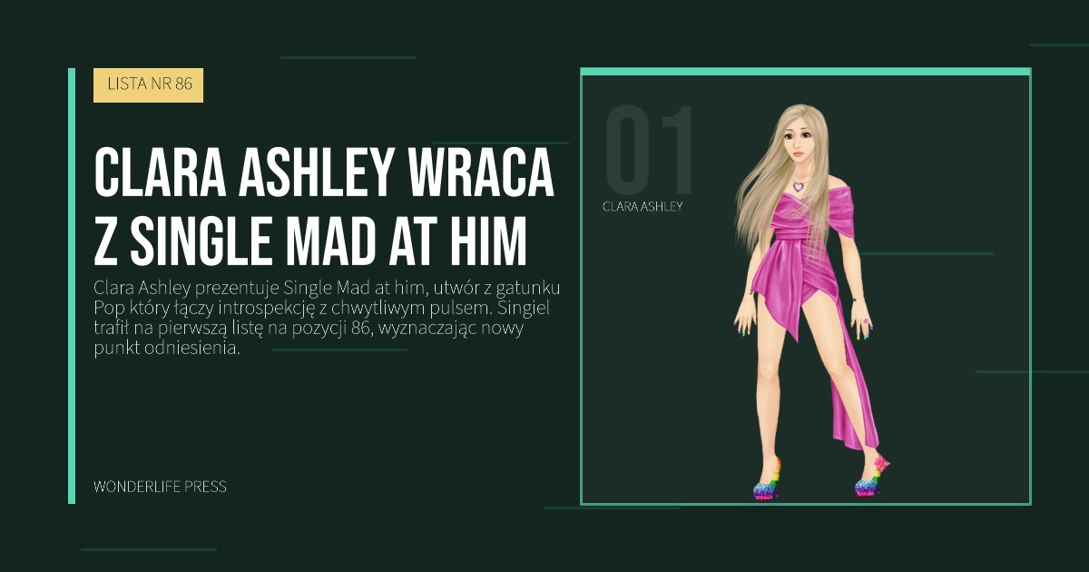 Wonderlife Press: Clara Ashley wraca z Single Mad at him. portret artystów. LISTA NR 86.
