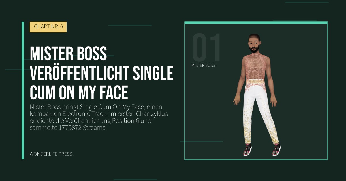 Wonderlife Press: Mister Boss veröffentlicht Single Cum On My Face. Künstlerporträt. CHART NR. 6.